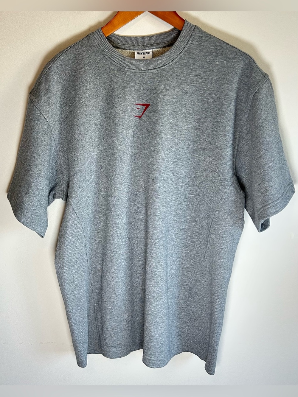 Gymshark Men’s Power Short Sleeve Crew T-shirt M Grey Oversized Fit Stretch EUC